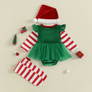 Conjunto Macacão com Chapéu e Meias Listradas - 3pçs