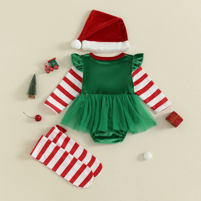 Conjunto Macacão com Chapéu e Meias Listradas - 3pçs