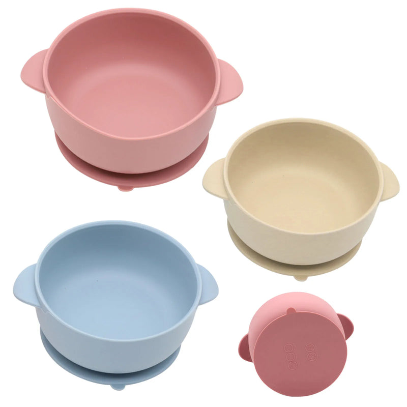 Conjunto de Tigela de Silicone com Tampa e Colher – 3 pçs