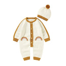 Conjunto Macacão Manga Longa e Touca em Tricot - 2pçs