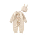 Conjunto Macacão Manga Longa e Touca em Tricot - 2pçs