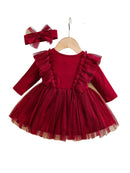 Conjunto Natalino Vestido + Faixa de Cabeça - 2pçs