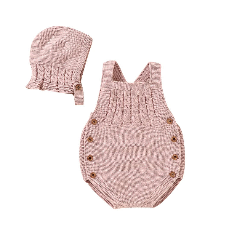 Conjunto Romper e Touca em Tricot - 2pçs