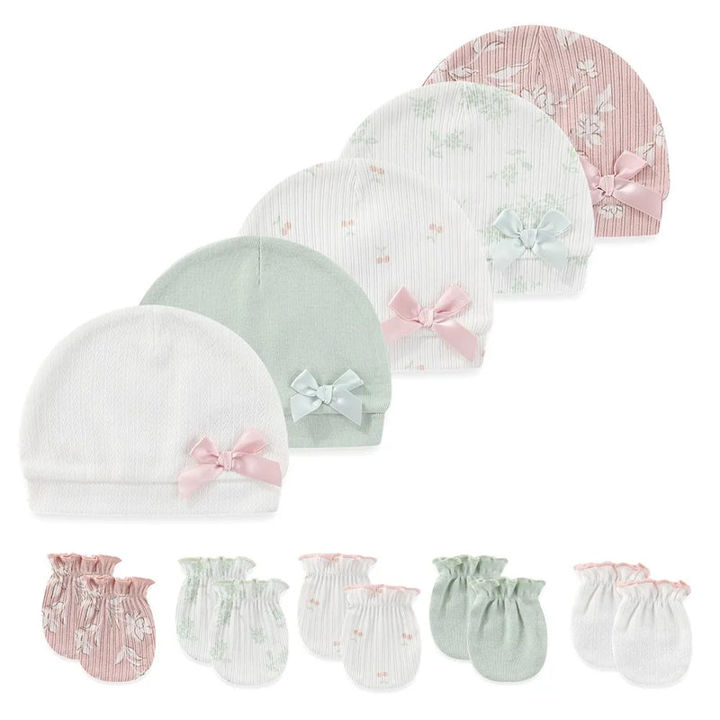 Conjunto com 5 Pares de Gorrinhos e Luvas (10pçs) - Menina
