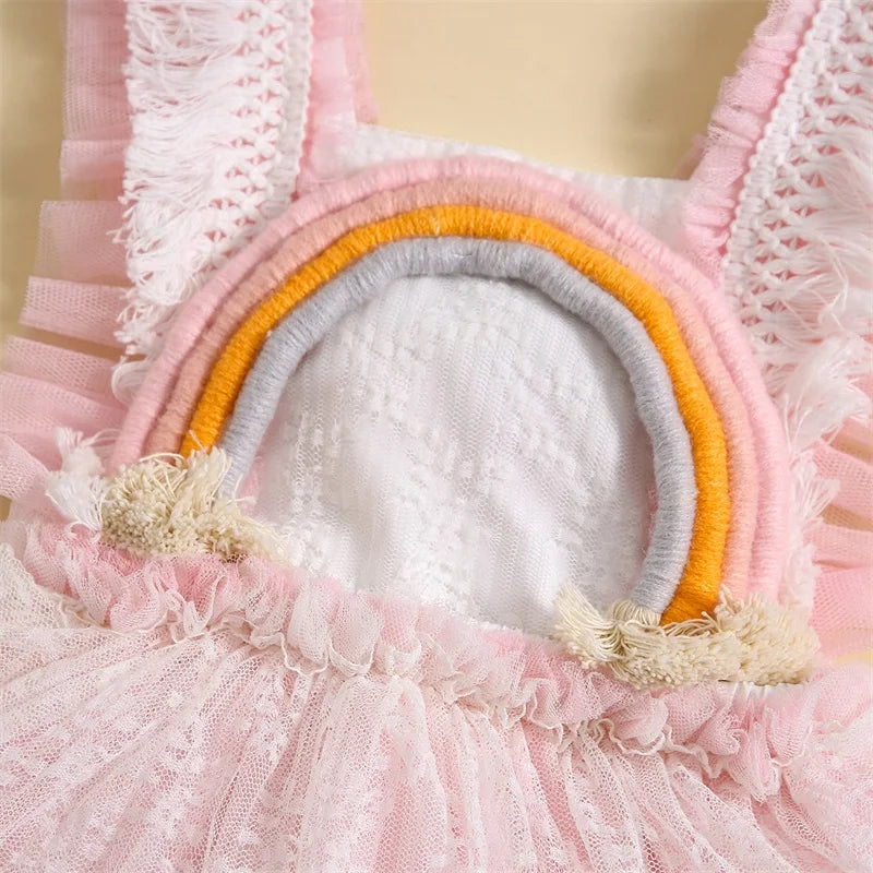 Macacão Princesa com Aplique de Arco-Íris