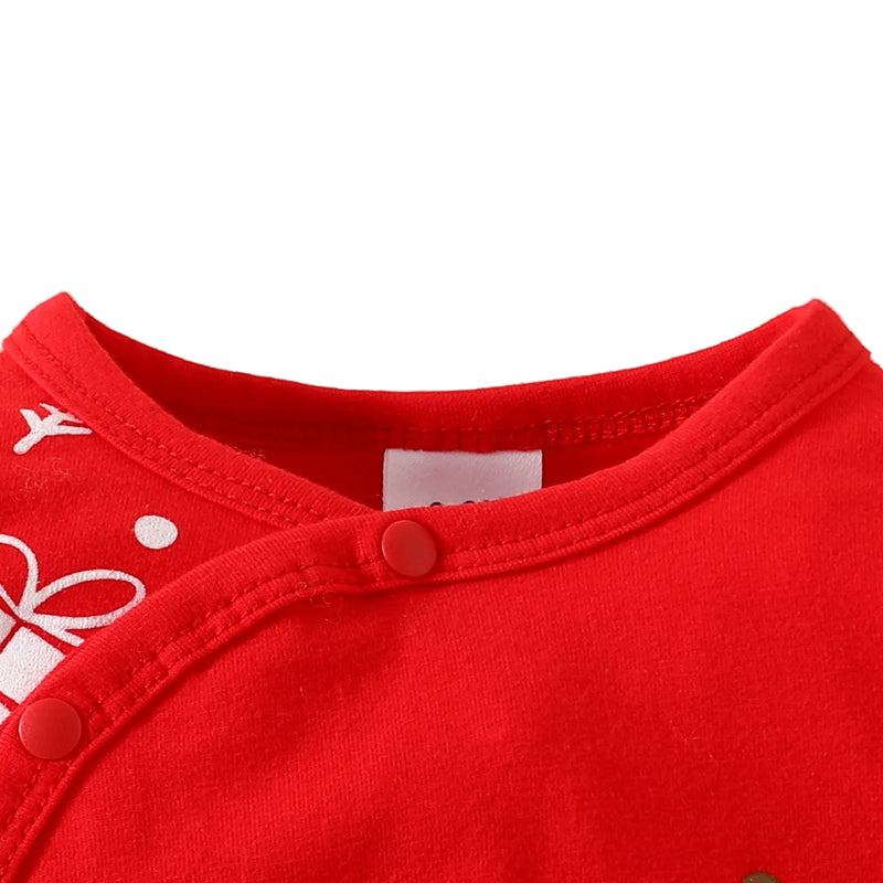 Conjunto Macacão Natalino Manga Longa + Gorro - 2pçs