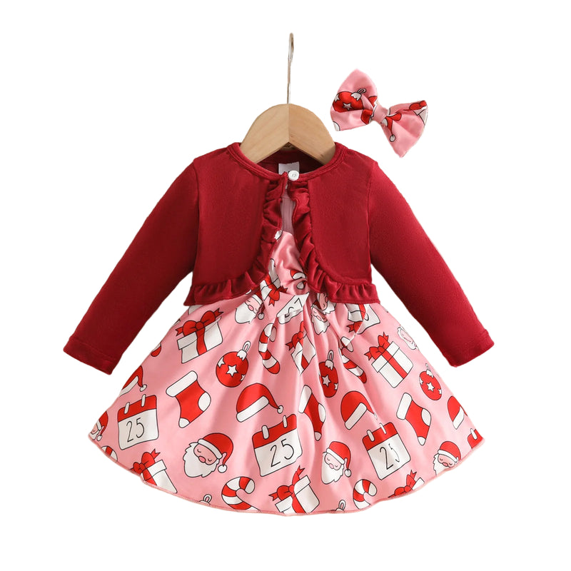 Conjunto Casaco e Vestido + Faixa de Cabeça - 3pçs