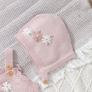 Conjunto Macacão Manga Curta e Touca em Tricot - 2pçs