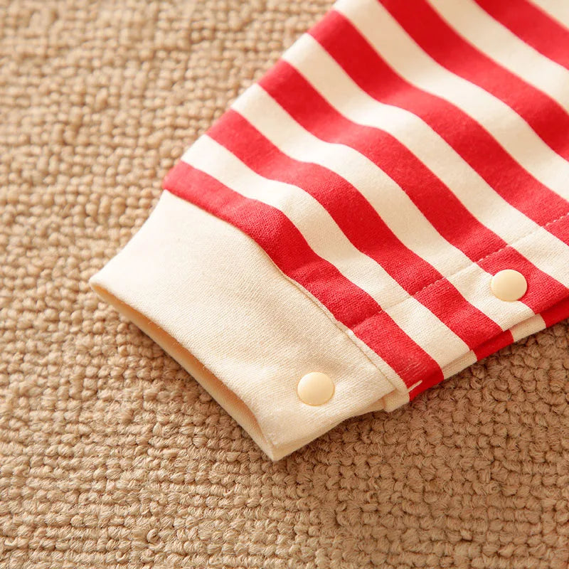 Macacão Natalino Manga Longa Listrado