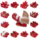 Sapatos Baixos Clássicos Vermelhos com Laço de Princesa