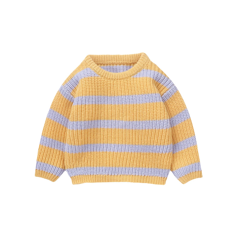Casaco Suéter em Tricot Listrado