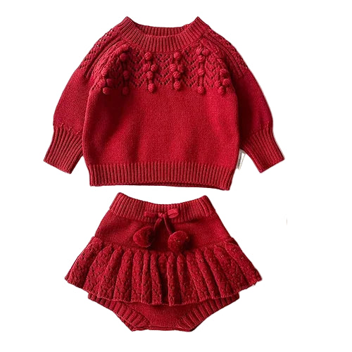 Conjunto em Tricot Suéter e Calcinha com Babado - 2pçs