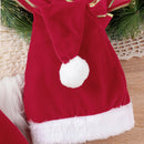 Conjunto Body Vestido + Gorro Natalino em Veludo - 2pçs