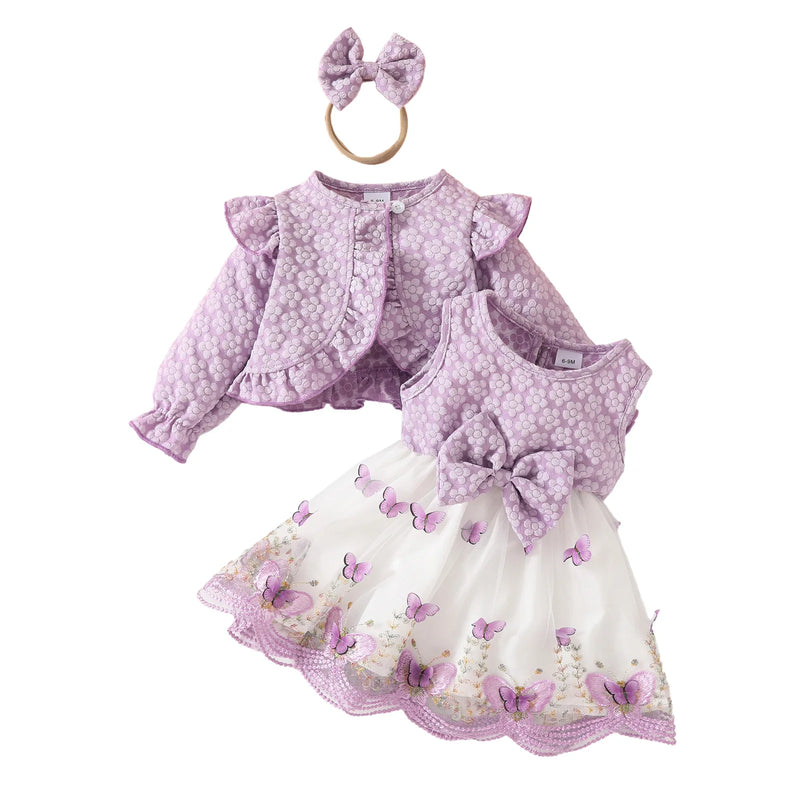 Conjunto Casaco, Vestido e Faixa de Cabeça - 3pçs