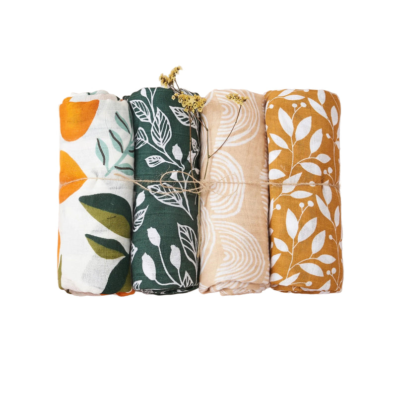 Conjunto 4 Peças de Tecido Swaddle em Musselina