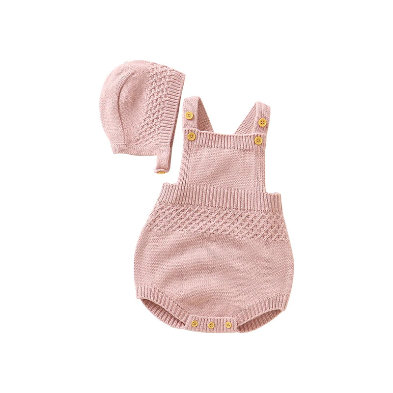 Conjunto Romper e Chapéu em Tricot