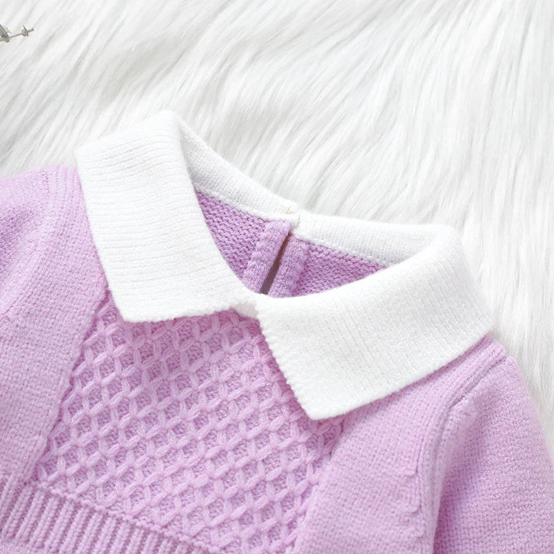Conjunto Macacão Manga Longa em Tricot e Faixa de Cabeça- 2pçs