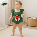 Macacão de Natal Bordado com Faixa de Cabeça -2pçs