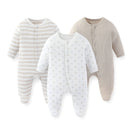 Kit com 3 Macacões Manga Longa - 3pçs