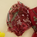 Macacão Vestido Bordado Floral