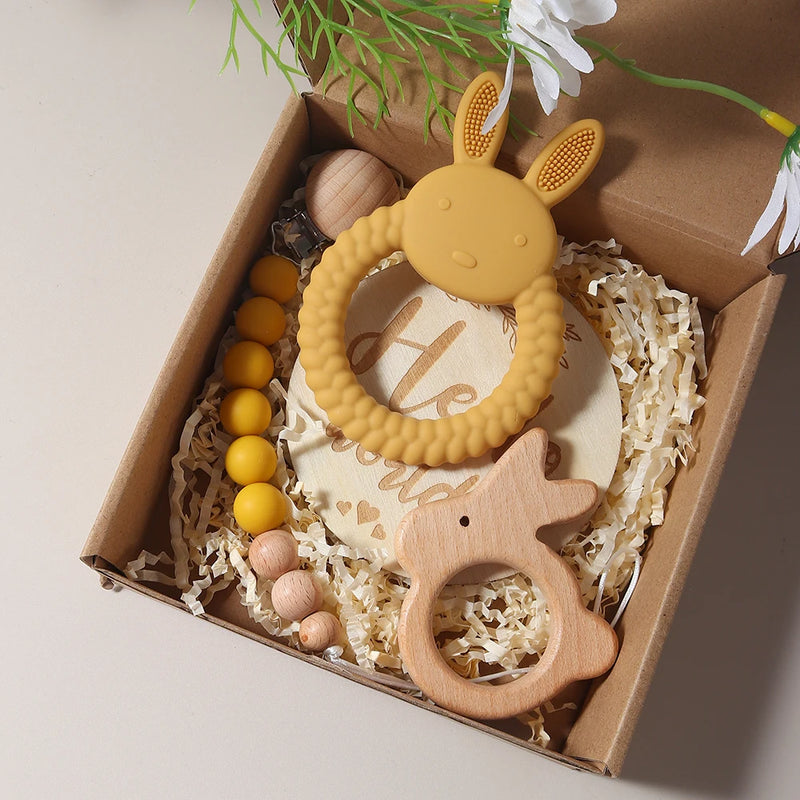 Conjunto Sensorial Mordedor, Chocalho e Prendedor de Chupeta