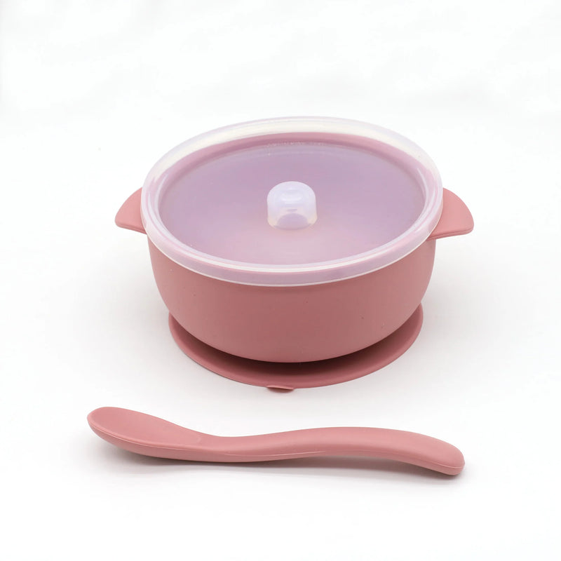 Conjunto de Tigela de Silicone com Tampa e Colher – 3 pçs