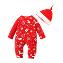 Conjunto Macacão Natalino Manga Longa + Gorro - 2pçs