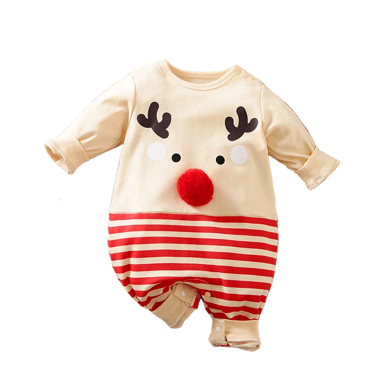 Macacão Natalino Manga Longa Listrado