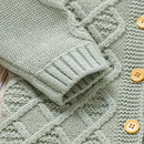 Conjunto Casaco Cardigan e Macacão Salopete em Tricot - 2pçs