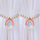 Enfeite de Cortina com Borlas e Contas de Madeira -2pçs