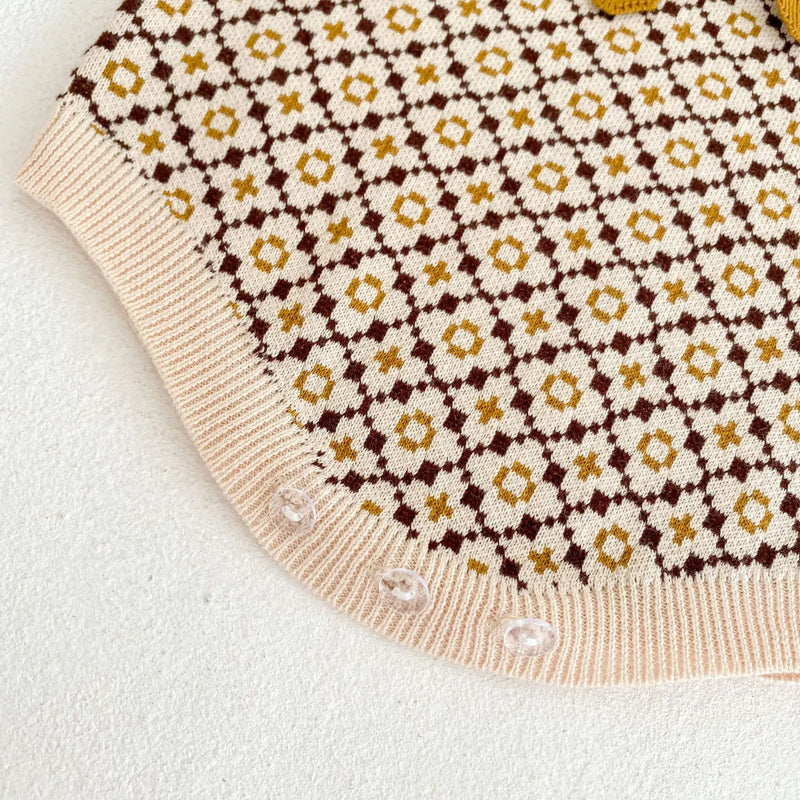 Romper em Tricot Jacquard Xadrez