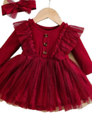 Conjunto Natalino Vestido + Faixa de Cabeça - 2pçs