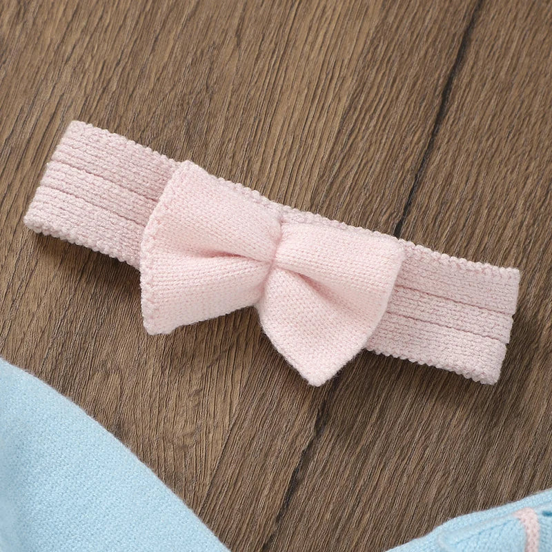 Conjunto Casaco, Calça, Manta e Faixa de Cabeça em Tricot - 4pçs