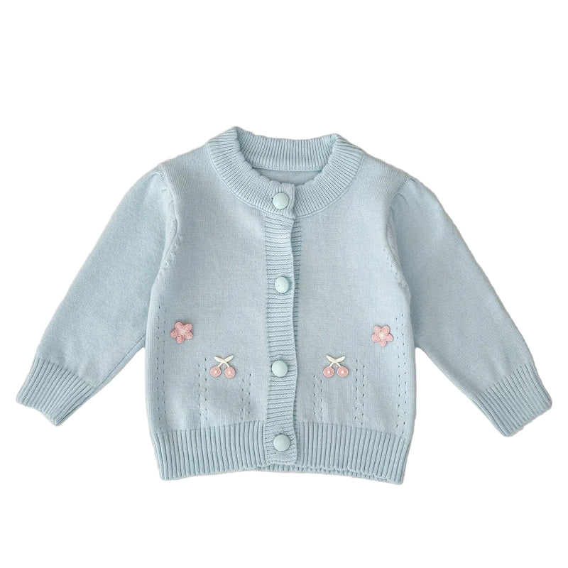 Casaco Cardigan em Tricot Detalhes em Bordado