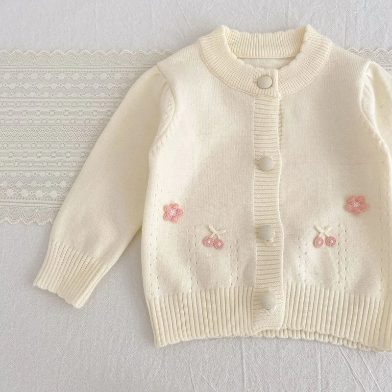 Casaco Cardigan em Tricot Detalhes em Bordado
