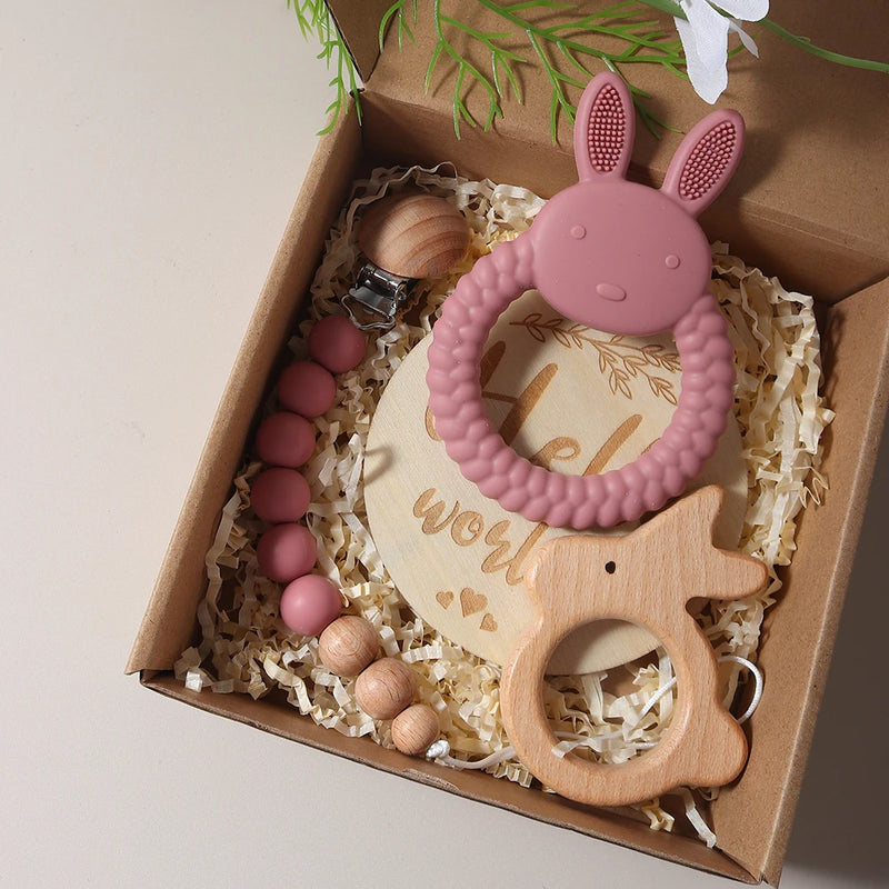 Conjunto Sensorial Mordedor, Chocalho e Prendedor de Chupeta