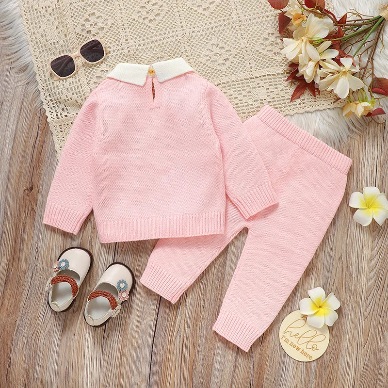 Conjunto Casaco Suéter e Calça em Tricot - 2pçs