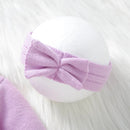 Conjunto Macacão Manga Longa em Tricot e Faixa de Cabeça- 2pçs