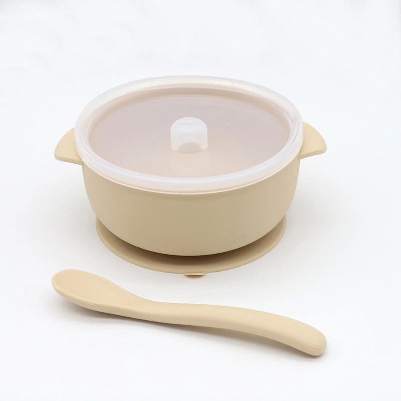 Conjunto de Tigela de Silicone com Tampa e Colher – 3 pçs