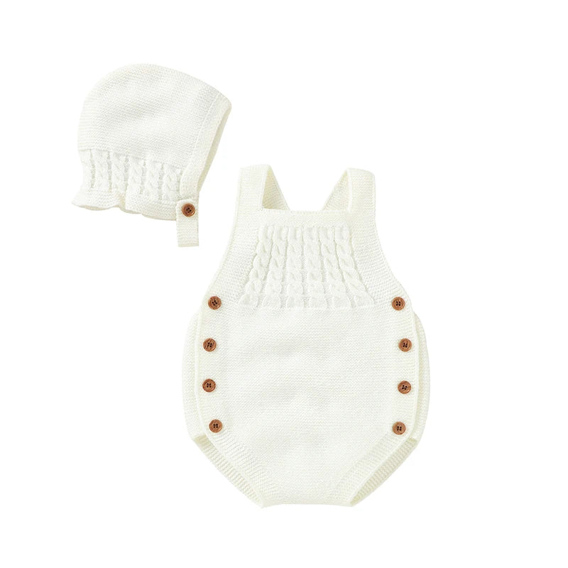 Conjunto Romper e Touca em Tricot - 2pçs